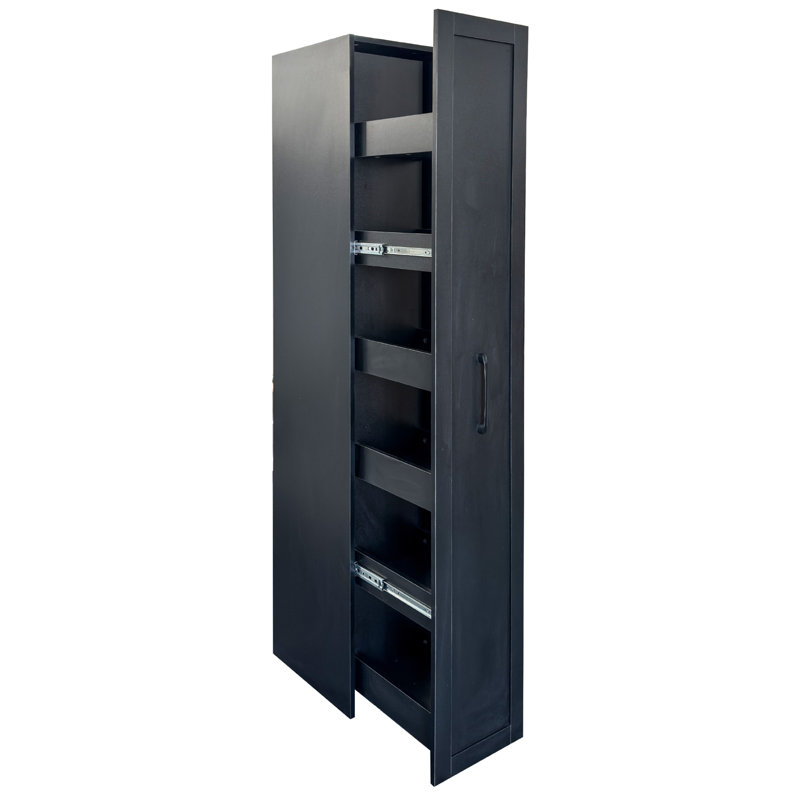 Noir, grand chariot de rangement mince, chariot roulant de cuisine, armoire de rangement étroite avec poignée et roulettes, support à épices en bois à côté du réfrigérateur, tablette de garde-manger pour la cuisine, petits espaces