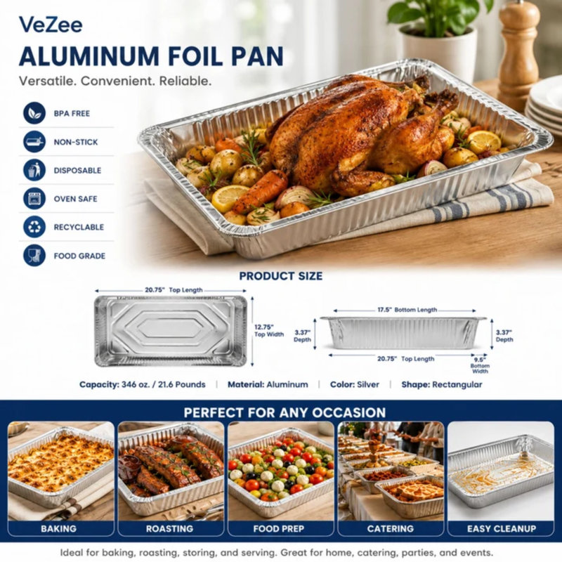 Disposable Aluminum Full Size Deep Roaster Pan