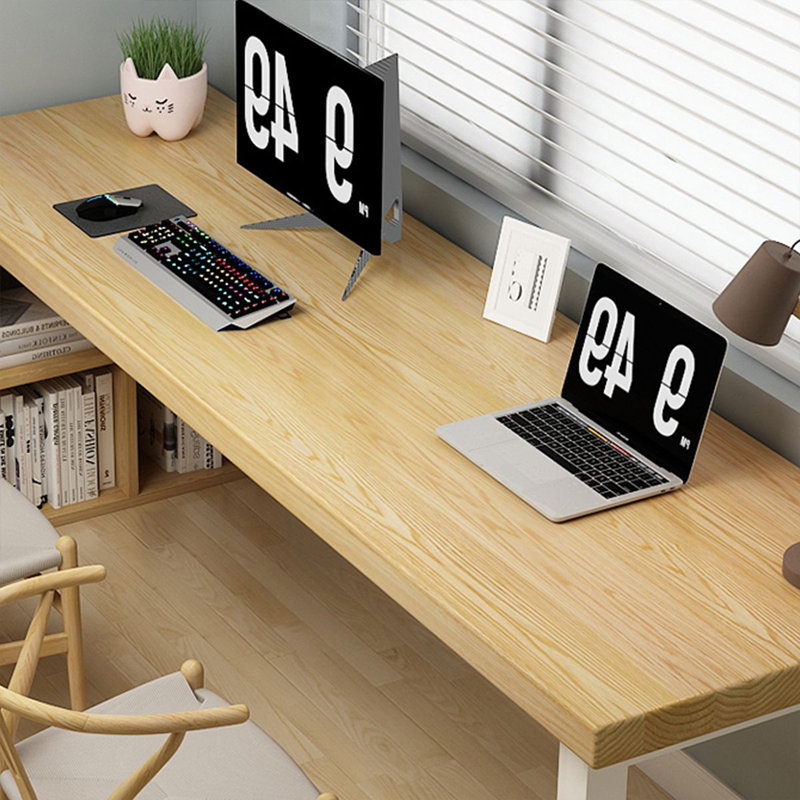 Bureau rectangulaire brun et blanc en bois massif et fer, H 29,53 po x l 62,99 po x P 23,62 po, Left Hand Return