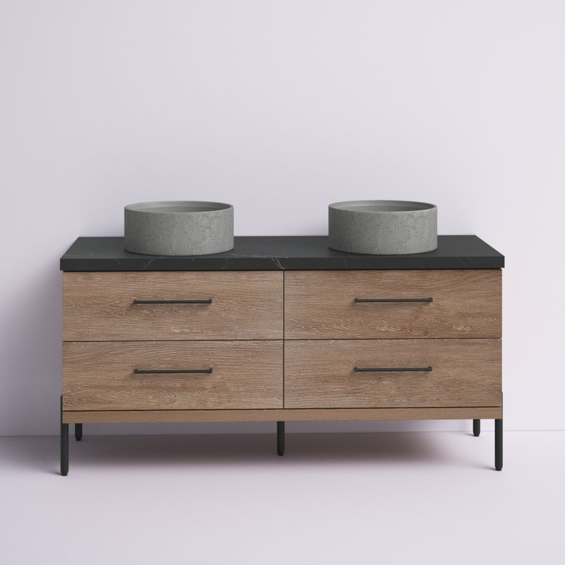 Norvell 60 " W Freestanding Standard Free Standing 2 Double Vanity Bathroom Vanity With Stone Top