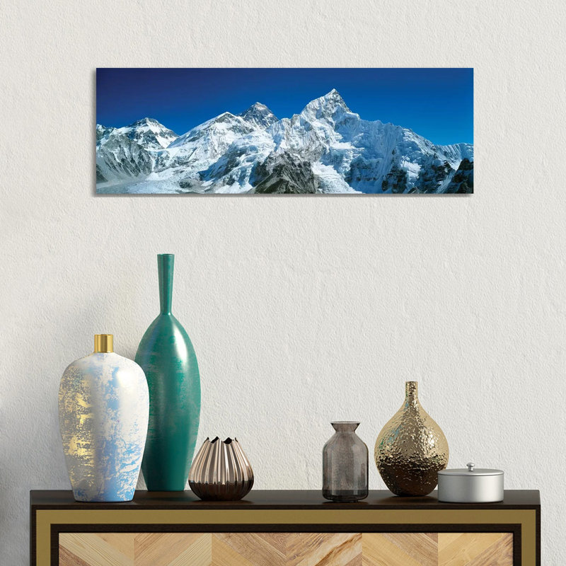 Low Angle View Of Snowcapped Mountains, Himalayas, Khumba Region, Nepal - Wrapped Canvas Panoramic Print