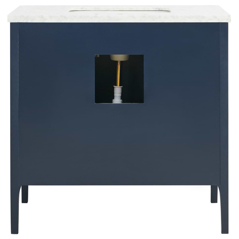 Province 36" Freestanding Standard Single Bathroom Vanity with Top, Navy, Gold
