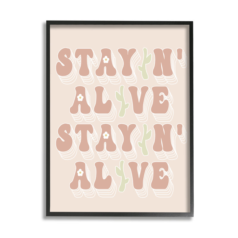 Stayin '' Alive Groovy Gardening Plant, L 16 po x H 20 po, Giclée encadrée noir minuit