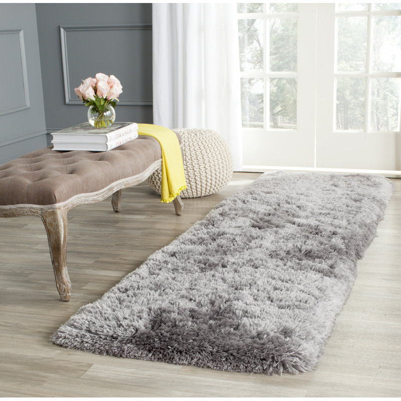 Canham Shag Hand Tufted Performance Solid Color Rug, Runner 2'3" x 8'