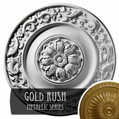 Médaillon de plafond classique Endurathane, diamètre extérieur de 41 1/8 po x P 4 po x P 2 1/8 po (convient aux auvents jusqu'à 5 1/2 po), fini or vert peint à la main