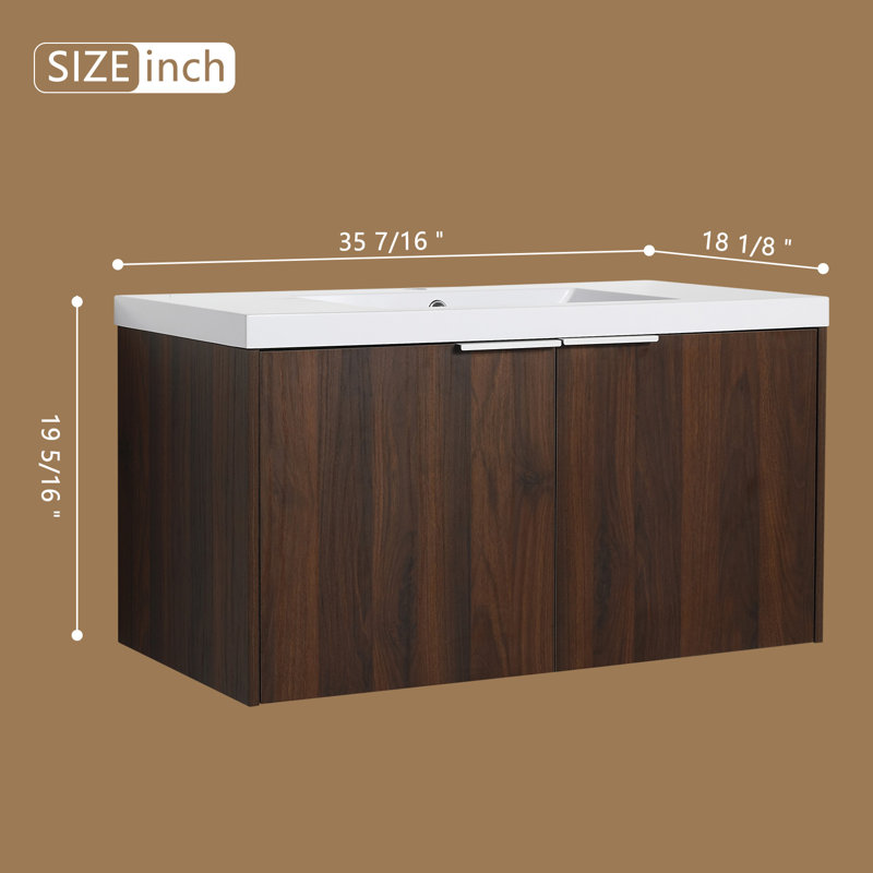 36'' Single Bathroom Vanity with Poly Marble Top