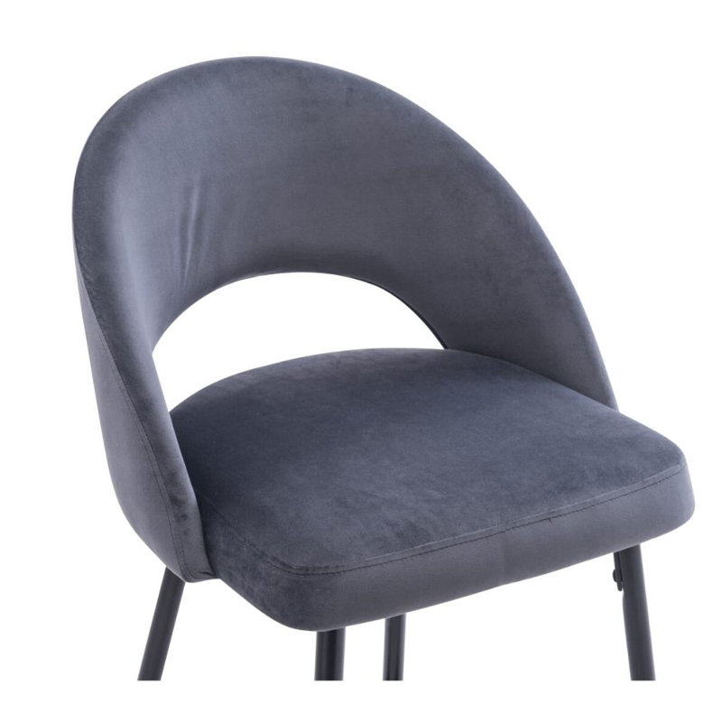 Audie Upholstered Counter Stool with Metal Frame, Gray