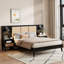 Structure de lit en rotin et bois avec lampes-1187067045