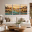 «Wood Texture Herons in River Landscape», ensemble de 3 toiles-1624267941