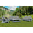 HIPS Loveseat With Cushion, Wood Grain Outdoor Garden Sofa-1624134107