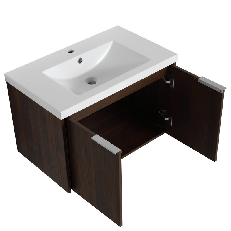 Meuble-lavabo 72 po avec lavabo, portes à fermeture douce, petites tablettes de rangement, armoire de 30 po et 12 po, meuble-lavabo en résine noyer, rangement spacieux,