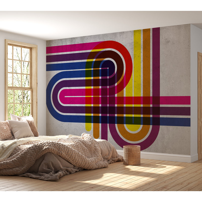Murale abstraite pelez et collez - Technicolor, L 68 po x l 96 po
