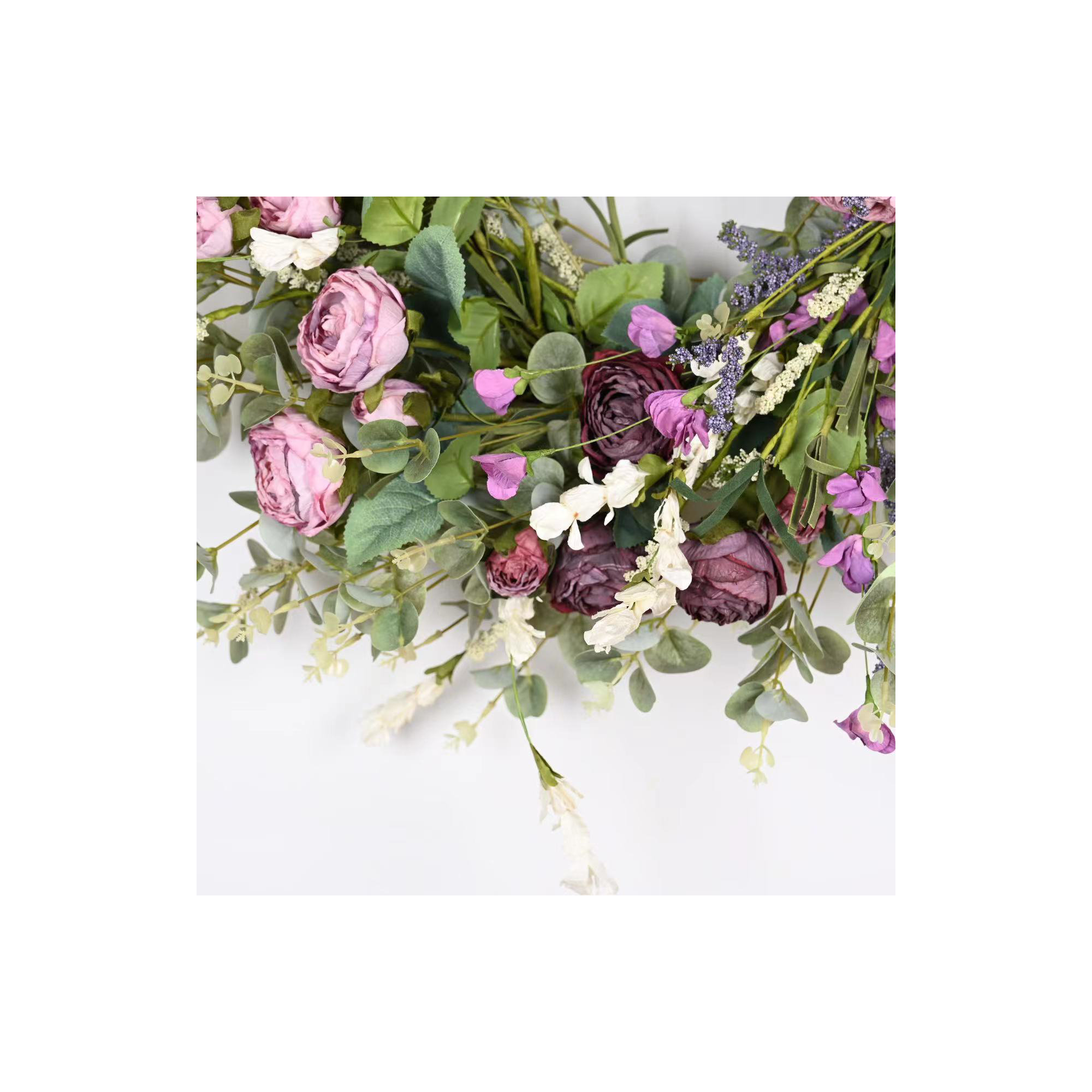 26" W Artificial Wreath , Green/Purple