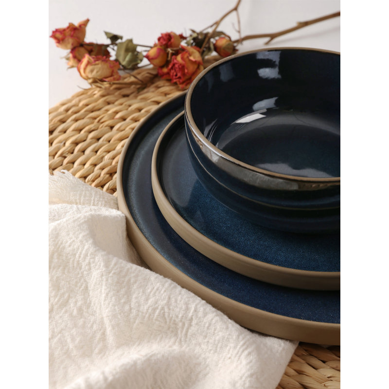 Piece Stoneware Dinnerware Set - Service for 4, Midnight Blue