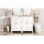 Meuble-lavabo double moderne de 48 pouces avec éviers en céramique, conception à fermeture douce, tablette réglable et poignées dorées élégantes pour le rangement-1239241880