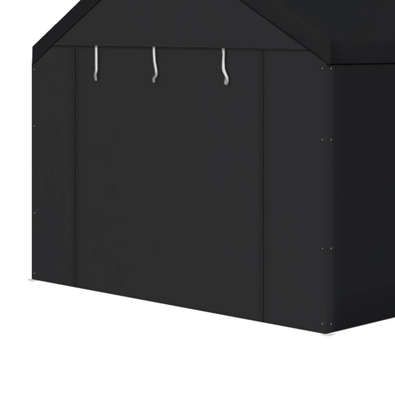 Black 10x20 Vinyl Peak Roof Carport Canopy with Sidewalls