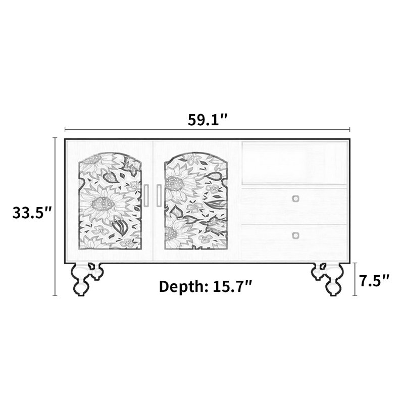 French multi-functional high-end sideboard cabinet, White