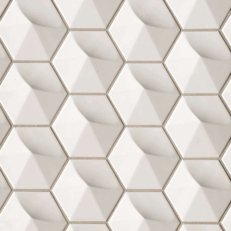 Hedron 4" x 5" Straight Edge Ceramic Singular Wall Tile, Fog