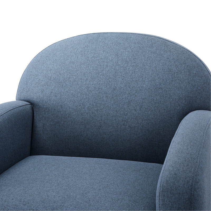 Blue Swivel Chair, 360 Degree Mechanism, Coil Spring Seats, Removable And Reversible Seat Cushion, No Assembly Required, Modern Style, Hemp Like Fabric, Soft Lustre Chair With Swivel, Fabric A