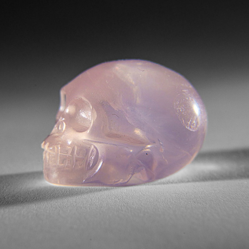 Genuine Polished Rose Quartz Skull Carving