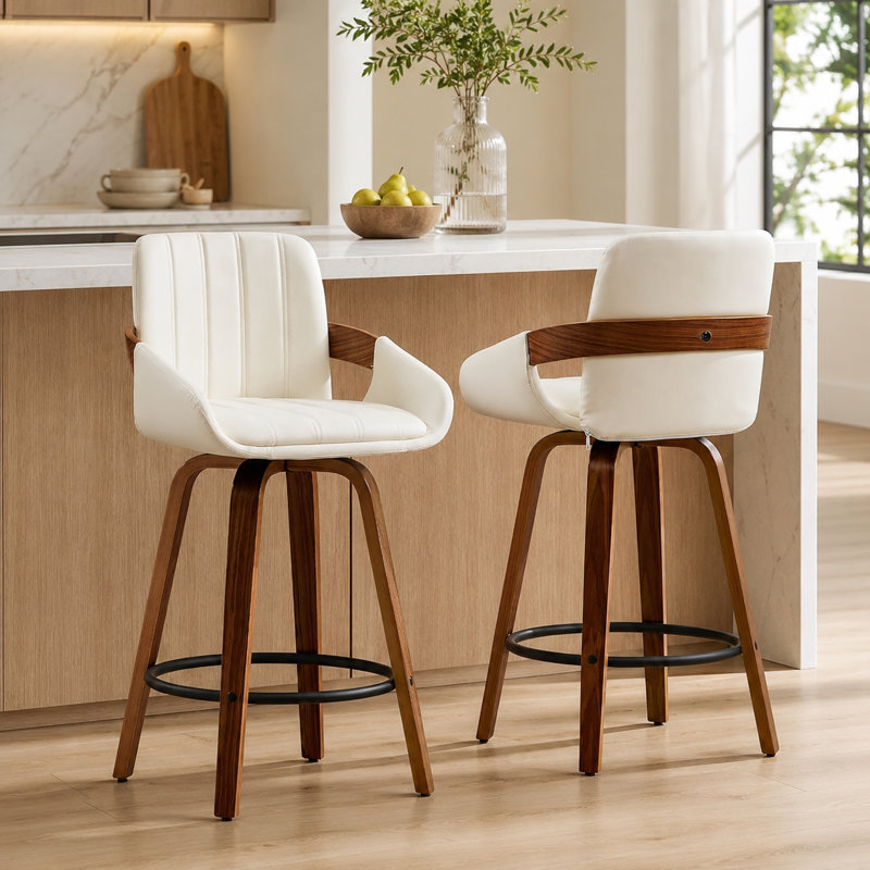 Tabouret de bar et de comptoir pivotant, Blanc, 2
