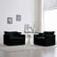 Ensemble de 2 chaises d'appoint, fauteuils rembourrés en chenille haut de gamme, chaises d'appoint de salon avec coussin décoratif, chenille noire