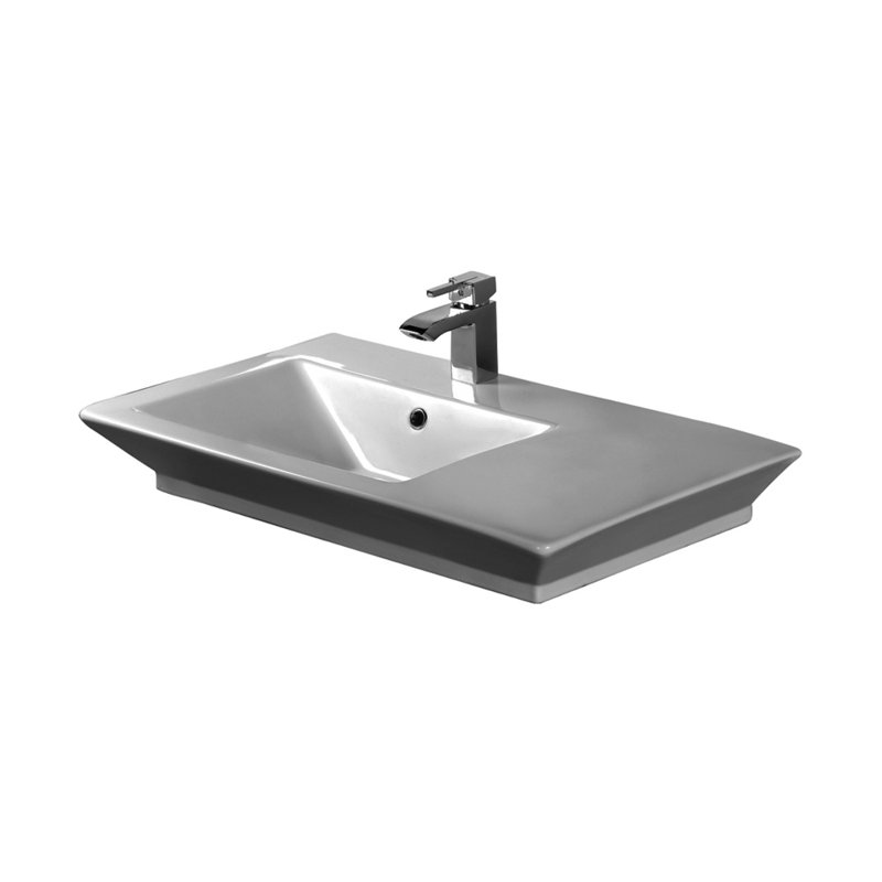 Barclay Opulence 19.38'' White Fireclay Rectangular Bathroom Sink with Overflow, Single