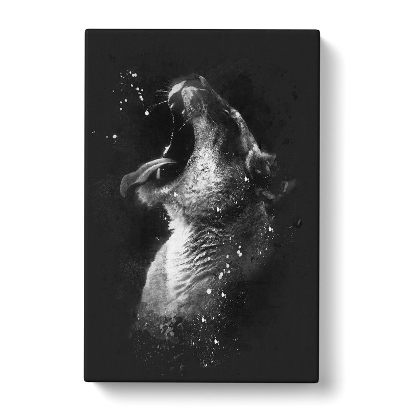 Yawning Lioness - Wrapped Canvas Painting, 50cm H x 35cm W x 3cm D