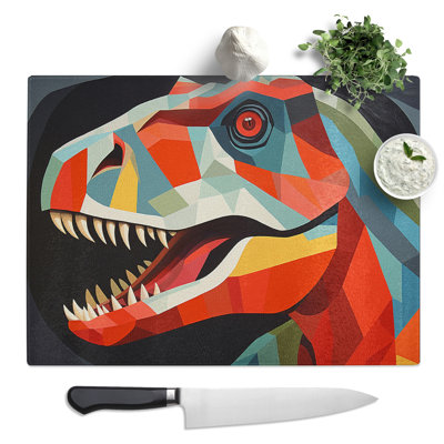 Tyrannosaurus Rex Constructivism  Glass Chopping Board