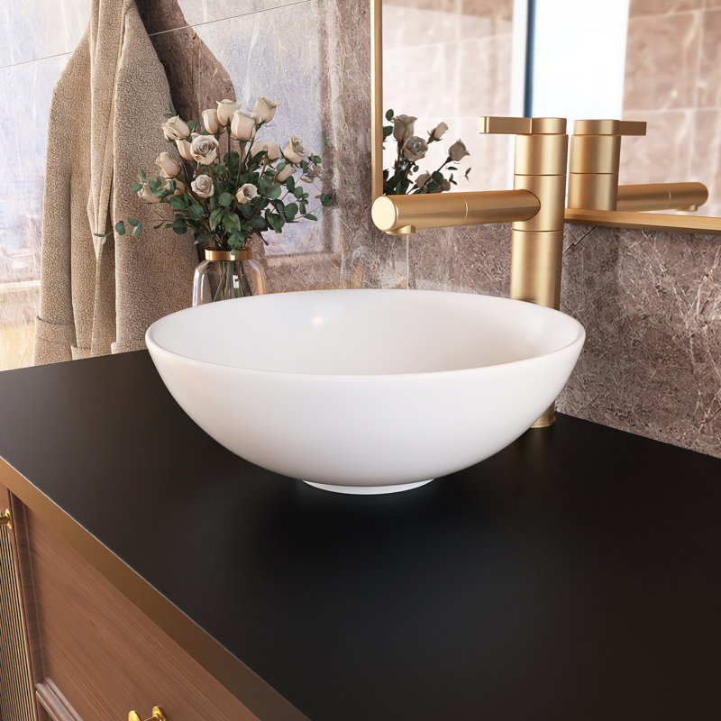 Lavabo de salle de bain vasque circulaire en céramique blanche 13 "X13"