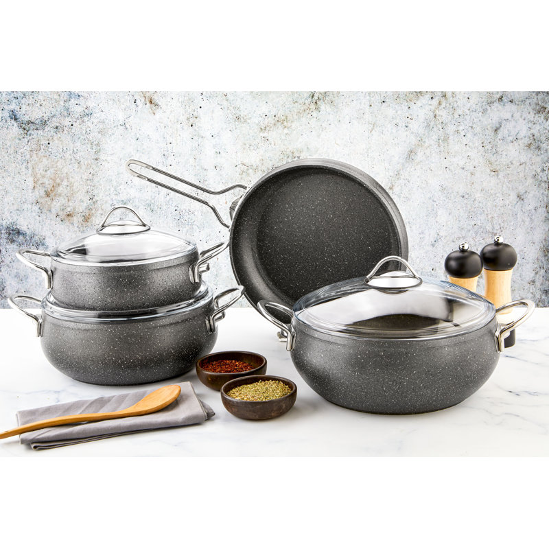 Levon 7 - Piece Non-Stick Cookware Set, Grey/Silver