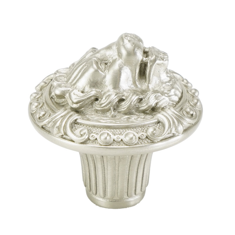 LION IN WINTER KNOB; ANTIQUE NICKEL, Satin Nickel