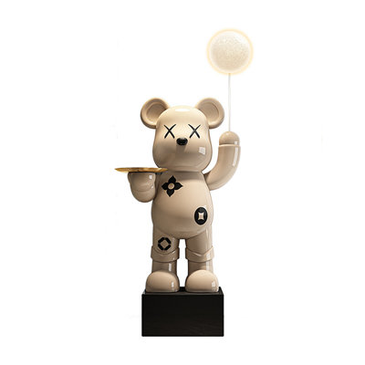 Modern Light Luxury Resin Bear Piggy Bank With Tray Decor