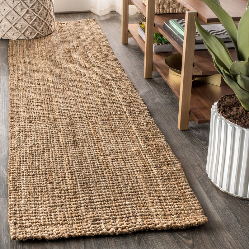 Pata Hand Woven Chunky Jute Natural Rug, Runner 2' x 14'
