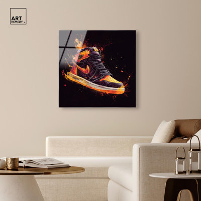 Art mural en acrylique Jumpman on Fire II par Art Remedy, prêt à être accroché