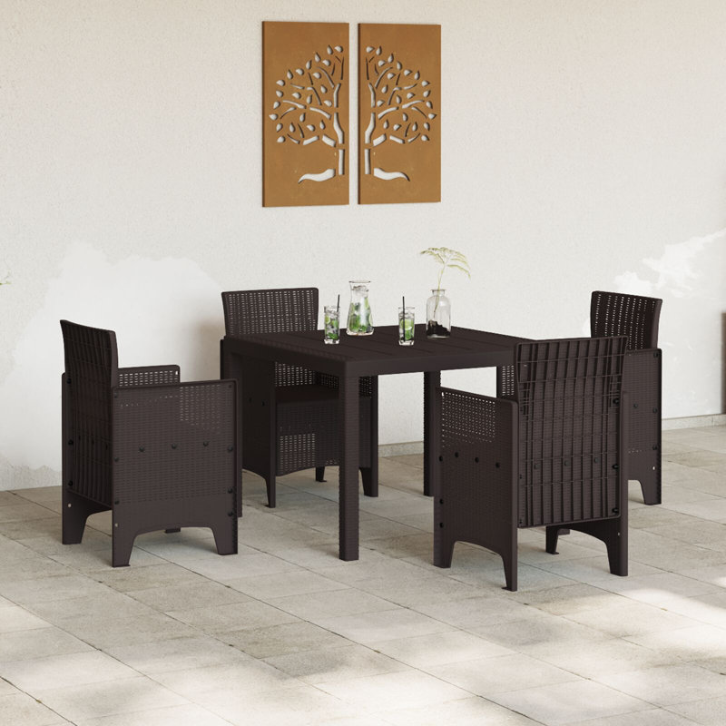 vidaXL Garden Table Brown 39.37 x 39.37 x 28.74 in Poly Rattan