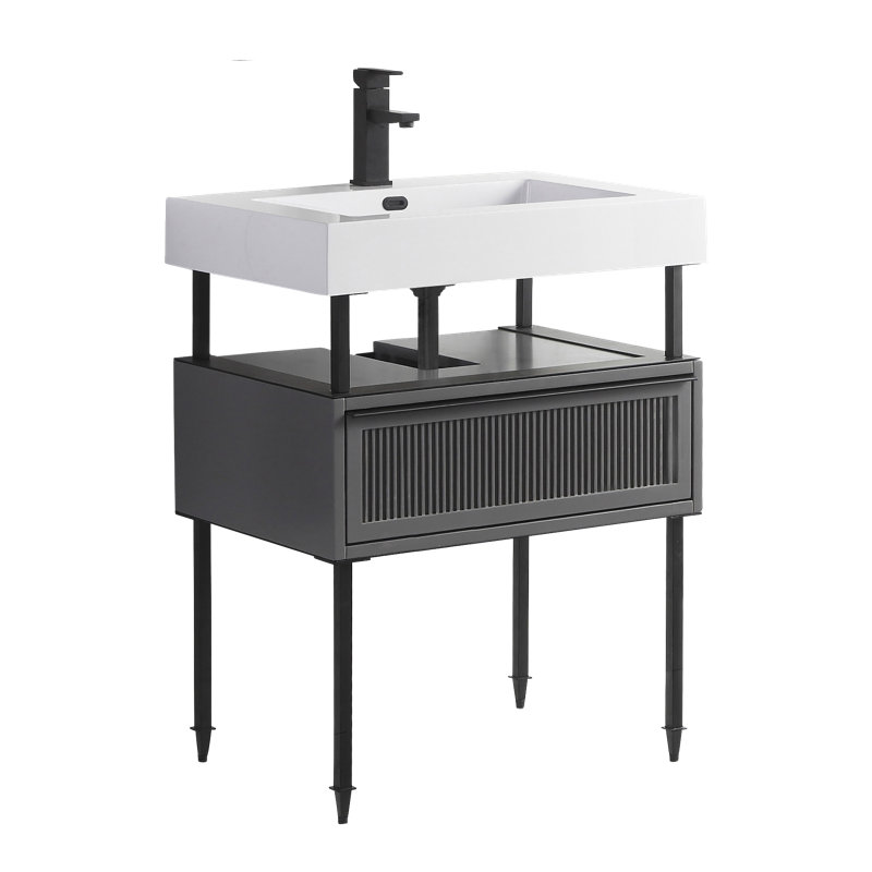 Ensemble de meuble-lavabo simple 30 po Strobel, Gris, Noir