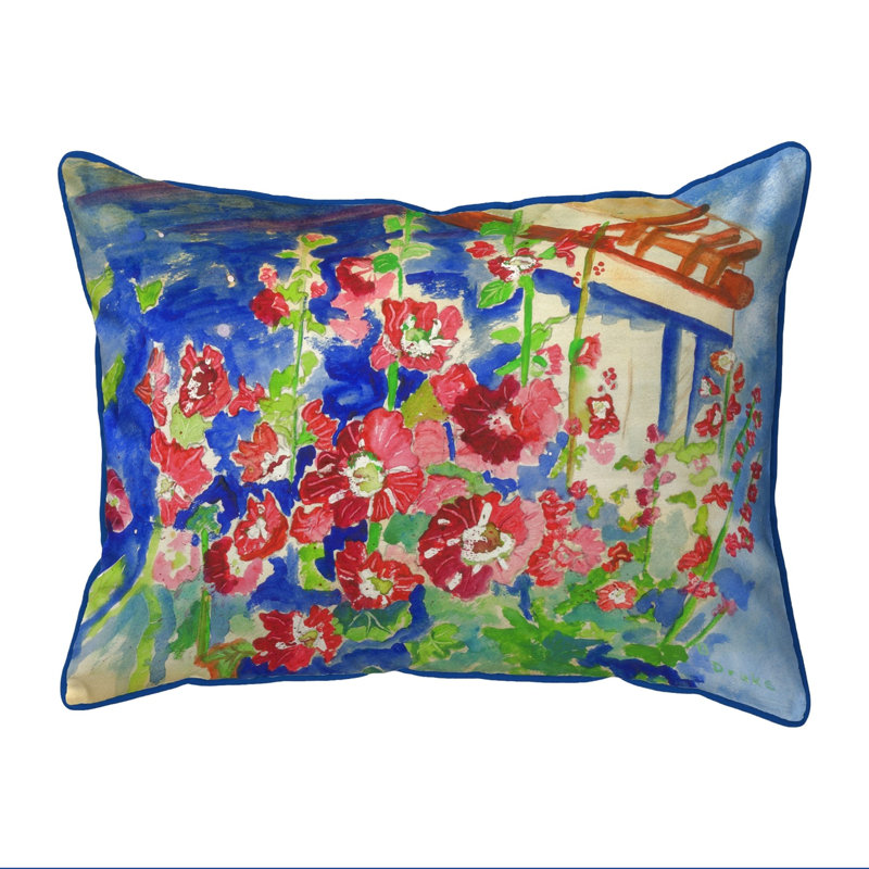 Housse de coussin d'extérieur et insert Hollyhocks, Rectangle H 11 po x l 14 po