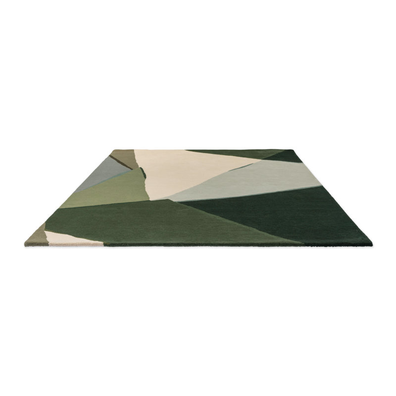 Sumi Reflect Hand Tufted Wool Abstract Area Rug in Fern/Pistachio, Rectangle 6'7" x 9'2"