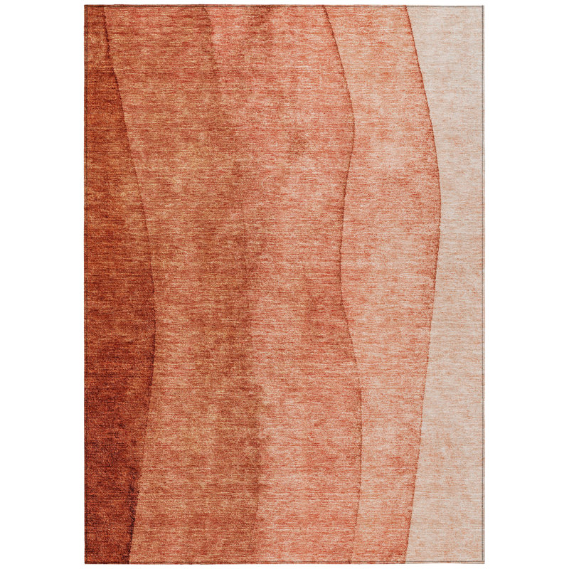 Tapis intérieur lavable 10 pi x 14 pi rouge cuivré et terre cuite