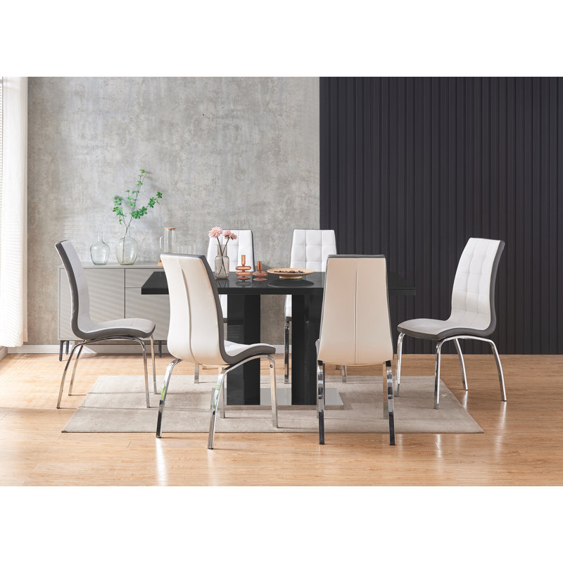 Calvion 6 - Person Dining Set, White/Silver