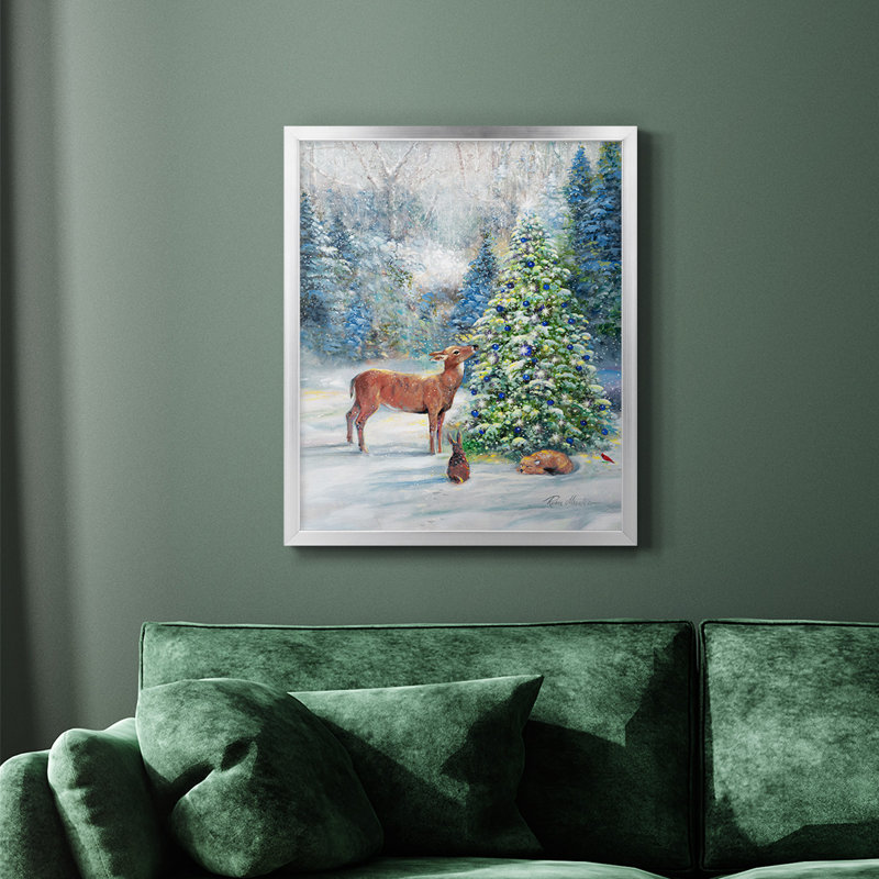Toile encadrée de qualité supérieure Winter Gathering - prête à être accrochée, H 24 po x l 20 po, Argent