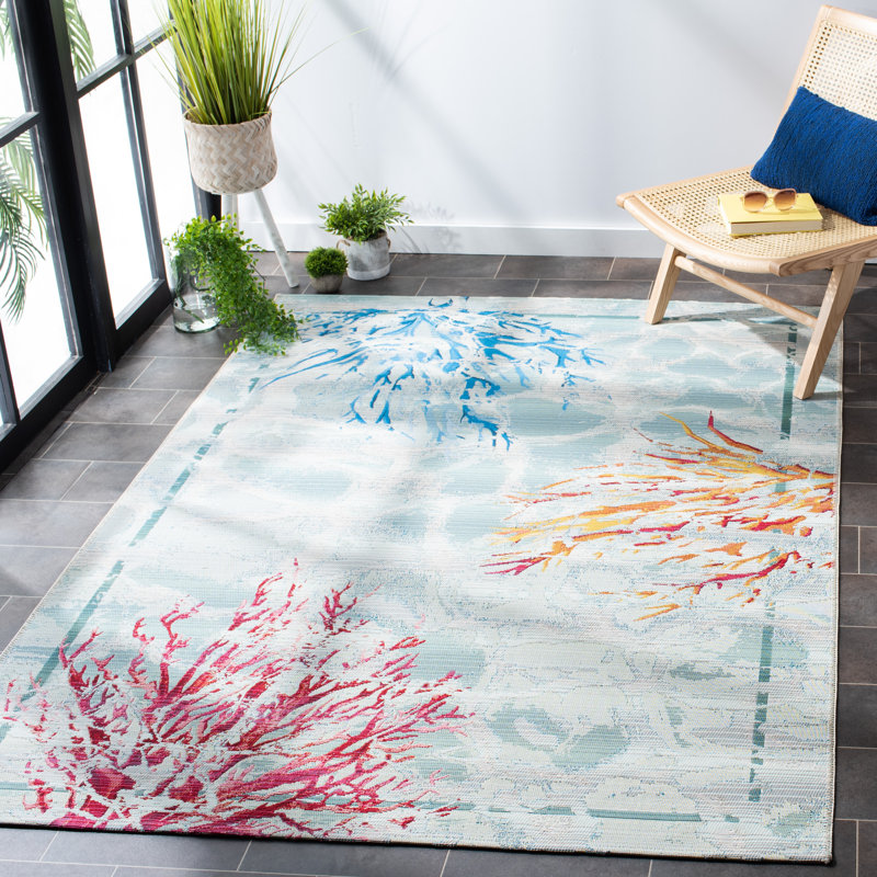Tapis d'intérieur / extérieur abstrait Kensal 500 Performance, Rectangle 6 pi 6 po x 9 pi 4 po