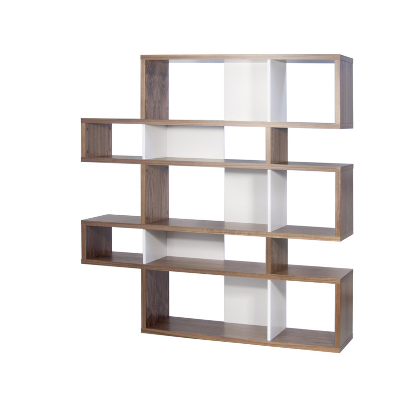 Geometric Bookcase, Walnut / Matte White