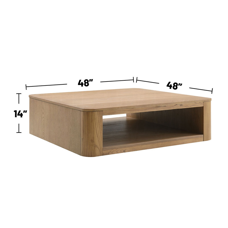 Table basse carrée avec base creuse en chêne