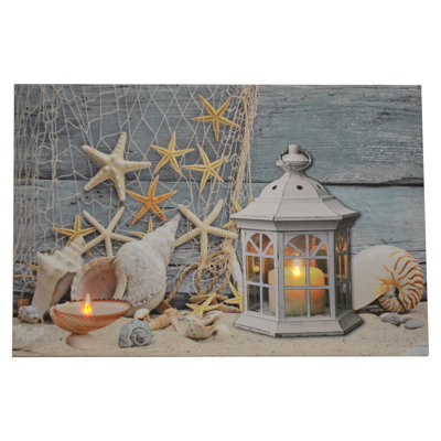 Starfish and Seashell LED Enhanced Canvas Print