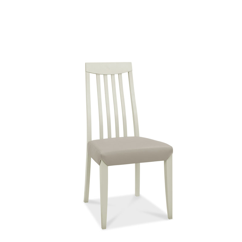 Izzie Upholstered Slat Back Side Chair, Beige, White