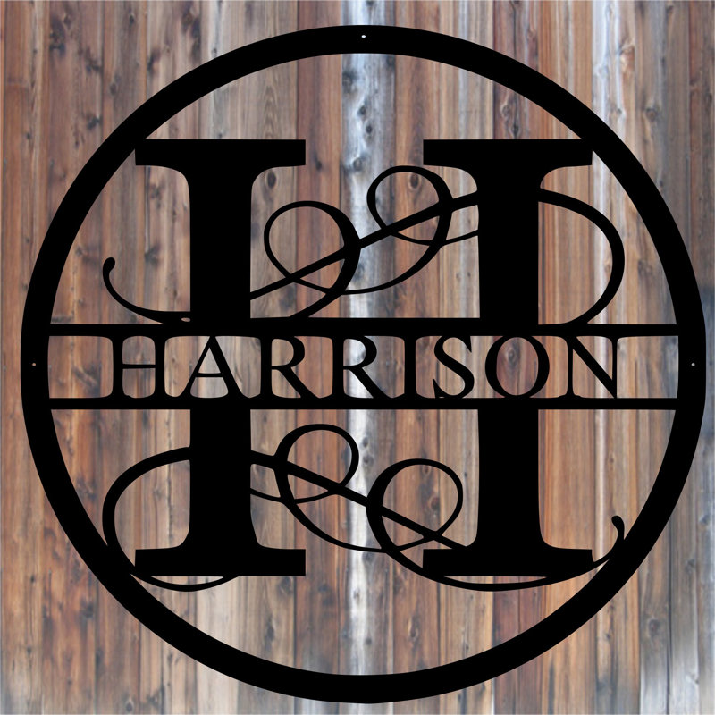 Décoration murale monogramme circulaire, H 24 po x l 24 po x P 0,25 po, Dos plat