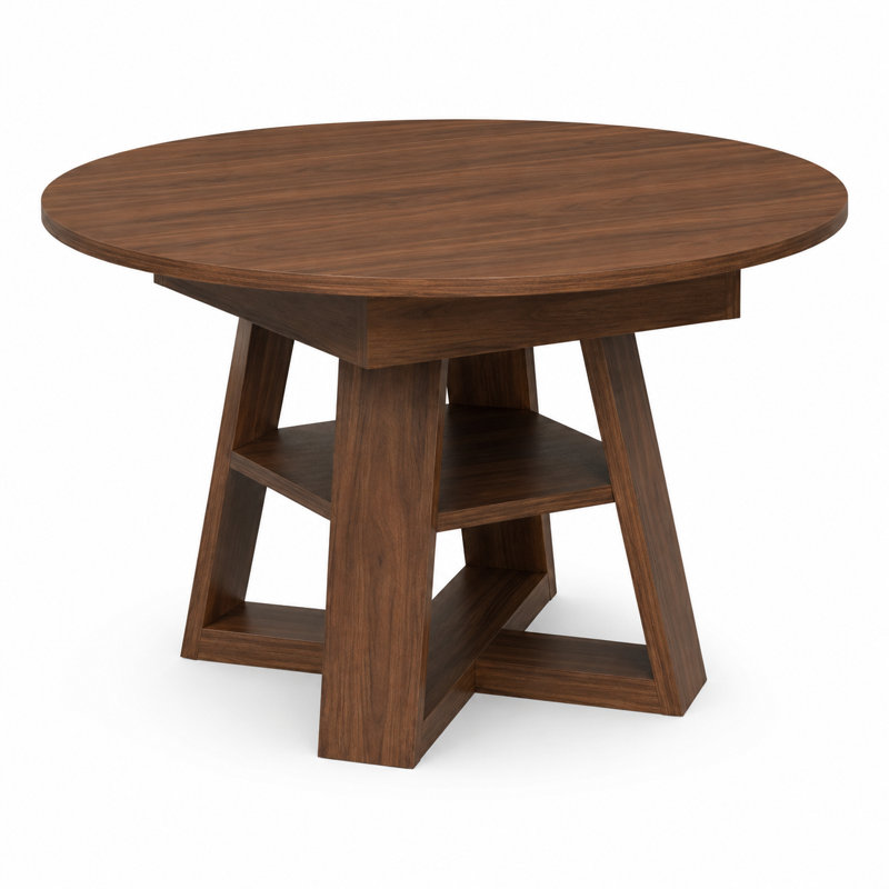 Table de salle à manger extensible 59 po ronde avec tablette de rangement et base piédestal
