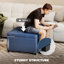 Banc avec structure en métal, combinant bleu 10,8 po avec rangement et bleu classique, polyester, 10,8 po